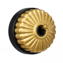 Permutateur Dimbler en porcelaine noire avec d&ocirc;me charlotte dor&eacute;e satin&eacute;e et manette dor&eacute;e brillante