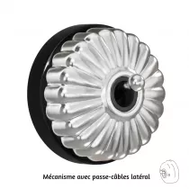 Permutateur Dimbler en porcelaine noire avec d&ocirc;me charlotte et manette chrom&eacute; brillante porcelaine noire, avec passe-c&acirc;ble