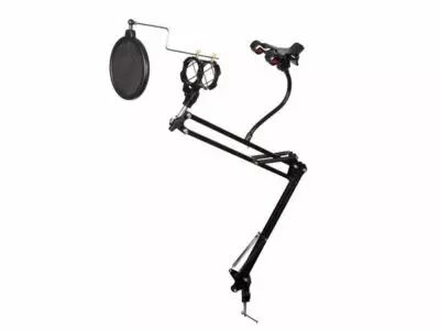 PIED DE TABLE POUR MICROPHONE AVEC SUPPORT POUR SMARTPHONE - R�GLABLE (HQMS10010)
