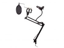 PIED DE TABLE POUR MICROPHONE AVEC SUPPORT POUR SMARTPHONE - RÉGLABLE (HQMS10010)