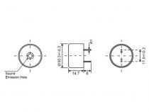 Piezo Buzzer 3 - 20 Vdc - Ø 30.2 Mm - Height 15 Mm - Pitch 17.5 Mm (SV2N)