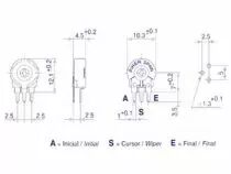 Piher trimmer 220k (small - vert - for screwdriver) (K220SV)