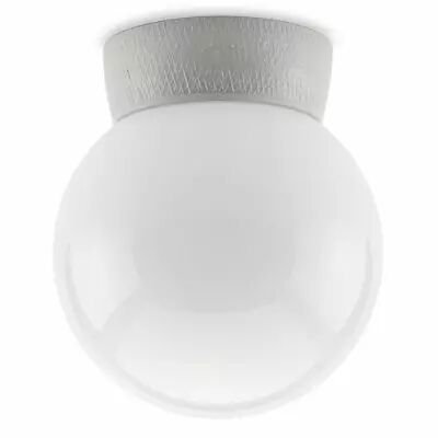 Plafonnier en porcelaine stri�e avec verrerie globe opale, Taille L