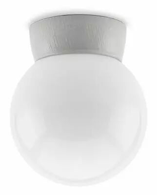 Plafonnier en porcelaine stri�e avec verrerie globe opale, Taille M