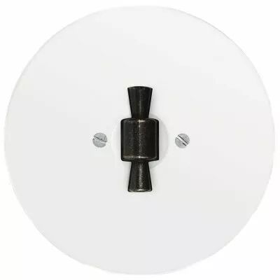 Plaque 1 poste en verre blanc pour interrupteur rotatif + manette patine type OBZ  (DSR 00-00-1-03-1-1-30)