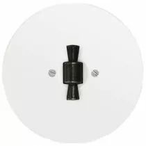 Plaque 1 poste en verre blanc pour interrupteur rotatif + manette patine type OBZ  (DSR 00-00-1-03-1-1-30)