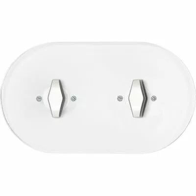 Plaque 2 postes en verre blanc + manette patine type BTA (DSR 00-00-2-01-1-2-30)