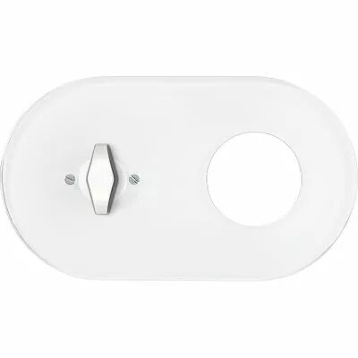 Plaque 2 postes en verre blanc pour interrupteur rotatif  et prise + commande BTA blanche (DSR 00-00-2-01-K-2-30)