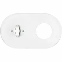 Plaque 2 postes en verre blanc pour interrupteur rotatif  et prise + commande BTA blanche (DSR 00-00-2-01-K-2-30)