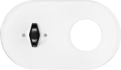 Plaque 2 postes en verre blanc pour interrupteur rotatif et prise + contr�leur BTA noir (DSR 00-00-2-02-K-2-30)