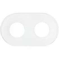 Plaque 2 postes en verre blanc pour prises 2P+T (DSR 00-00-0-00-Z-2-30)
