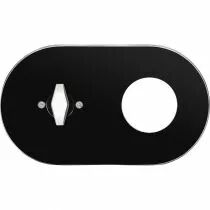 Plaque 2 postes en verre noir pour interrupteur rotatif et prise  + commande BTA blanche (DSR 00-00-2-01-K-2-31)