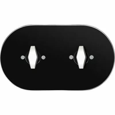 Plaque 2 postes en verre noir pour interrupteurs rotatifs + contr�leur BTA blanc (DSR 00-00-2-01-1-2-31)
