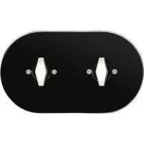 Plaque 2 postes en verre noir pour interrupteurs rotatifs + contrôleur BTA blanc (DSR 00-00-2-01-1-2-31)
