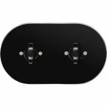 Plaque 2 postes en verre noir pour interrupteurs rotatifs + contrôleur BTA noir (DSR 00-00-2-02-1-2-31)