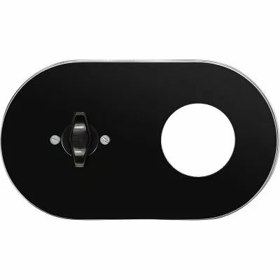 Plaque 2 postes en verre noir pour interrupteurs rotatifs + contr�leur BTA noir (DSR 00-00-2-02-K-2-31)