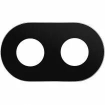 Plaque 2 postes en verre noir pour prises 2P+T (DSR 00-00-0-00-Z-2-31)