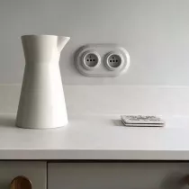 Plaque 2 postes Porcelaine blanche Garby Colonial 175x100x12mm (31802172)