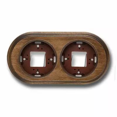 Plaque de finition double en bois h�tre, bois vieilli pour interrupteurs Dimbler (30802212)