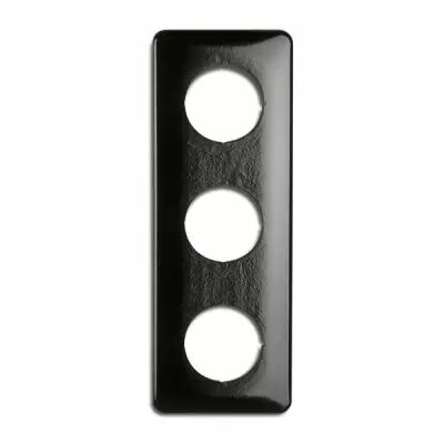 Plaque de finition triple bakelite noire hors tel-tv-rj45-enceintes-variateurs (173065)