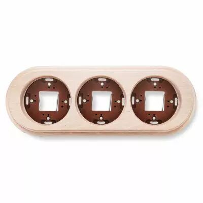 Plaque de finition triple en bois h�tre, bois brut pour interrupteurs Dimbler