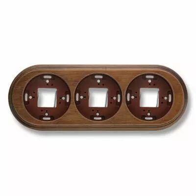 Plaque de finition triple en bois h�tre, bois vieilli pour interrupteurs Dimbler