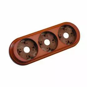 Plaque de finition triple en bois h�tre, couleur miel pour interrupteurs Dimbler