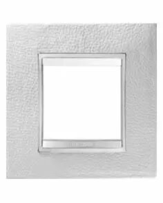 Plaque lux -  en technopolym�re fa�on cuir - 2+2 modules vertical entraxe 71mm - blanc - chorus