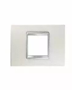 Plaque lux rectangulaire  - cuir - 2 modules - blanc - chorus