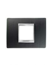 Plaque lux rectangulaire  - cuir - 2 modules - noir - chorus