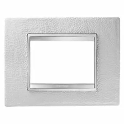 Plaque lux rectangulaire  - cuir - 3 modules - blanc - chorus