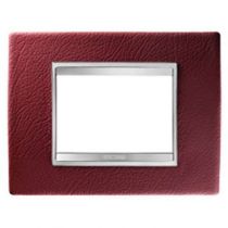 Plaque lux rectangulaire  - cuir - 3 modules - rubis - chorus