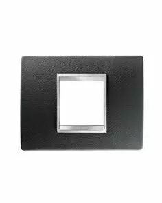 Plaque lux rectangulaire  - cuir - 4 modules - noir - chorus