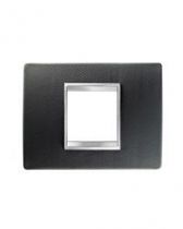 Plaque lux rectangulaire  - cuir - 6 modules - noir - chorus