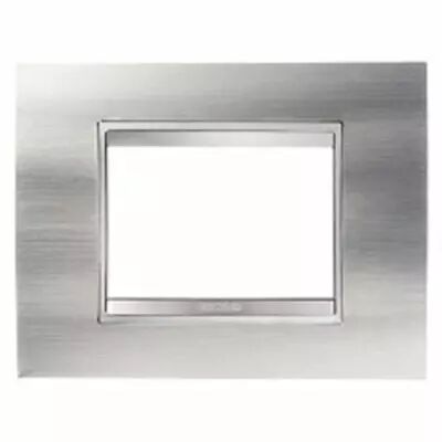Plaque lux rectangulaire  - en m�tal - 3 modules - inox bross� - chorus