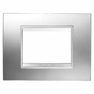 Plaque lux rectangulaire  - en technopolym�re m�tallis� - 3 modules - chrome - chorus