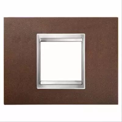 Plaque lux rectangulaire - en m�tal - 2 modules - fer oxyd� - chorus