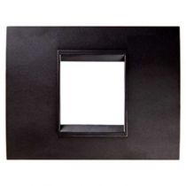 Plaque lux rectangulaire - en métal - 2 modules - noir monochrome - chorus