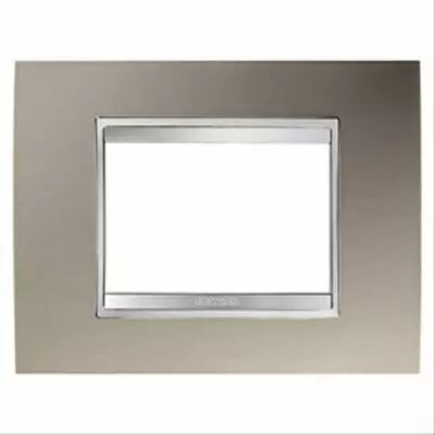 Plaque lux rectangulaire - en m�tal - 3 modules - aluminium bross� - chorus