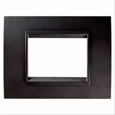 Plaque lux rectangulaire - en m�tal - 3 modules - noir monochrome - chorus