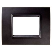 Plaque lux rectangulaire - en métal - 3 modules - noir monochrome - chorus