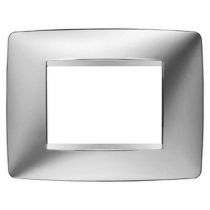 Plaque one rectangulaire  - en technopolymère métallisé - 3 modules - chrome - chorus