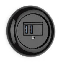 Plaque simple en porcelaine noire pour TV -RJ45 - spéciales THPG (174001)