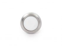 Poussoir métallique rond avec capuchon blanc - 1p spst off-(on) (R1398W)
