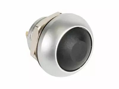 Poussoir m�tallique rond avec capuchon noir - 1p spst off-(on) (R1398)