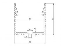 POWERLINE - PROFILÉ EN ALUMINIUM POUR RUBAN LED - LARGEUR 35 mm - ALUMINIUM ANODISÉ - ARGENT - 2 m (AL-PLA-2)