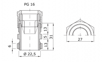 Presse-étoupe en polymère antichoc gris RAL7035 PAS PG 16 pour câbles de 13 à 16mm IP66 (GW52005)