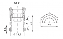 Presse-étoupe en polymère antichoc gris RAL7035 PAS PG 21 pour câbles de 9 à 10 / 17 à 20mm IP66 (GW52006)