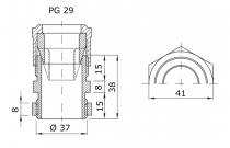 Presse-étoupe en polymère antichoc gris RAL7035 PAS PG 29 pour câbles de 13.5 à 15mm/ 21 à 26mm IP66 (GW52007)