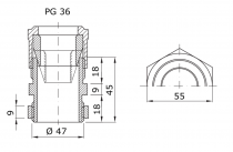 Presse-étoupe en polymère antichoc gris RAL7035 PAS PG 36 pour câbles de 17 à 20mm / 30 à 34mm IP66 (GW52008)
